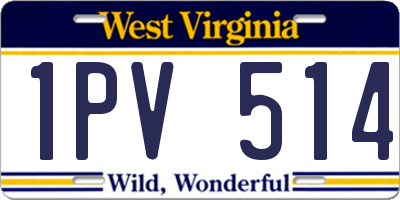 WV license plate 1PV514