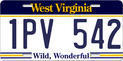 WV license plate 1PV542