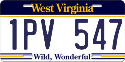 WV license plate 1PV547