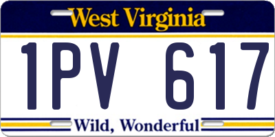WV license plate 1PV617