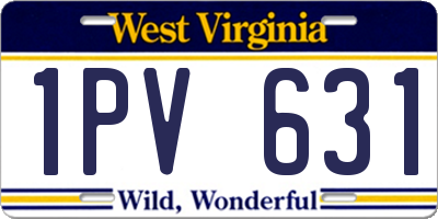 WV license plate 1PV631