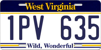 WV license plate 1PV635