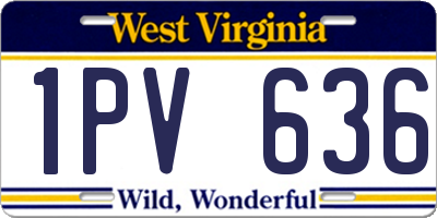 WV license plate 1PV636