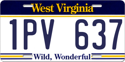 WV license plate 1PV637