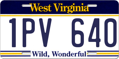 WV license plate 1PV640