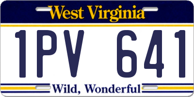 WV license plate 1PV641
