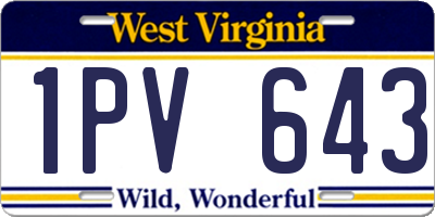 WV license plate 1PV643