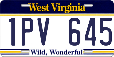 WV license plate 1PV645