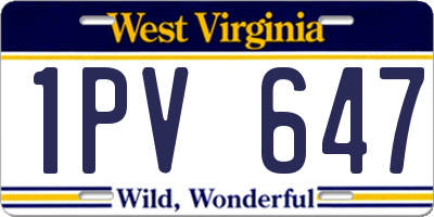 WV license plate 1PV647