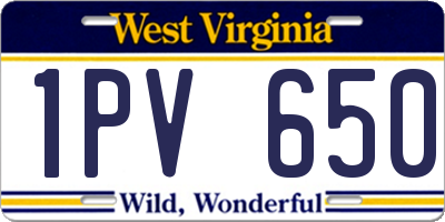 WV license plate 1PV650