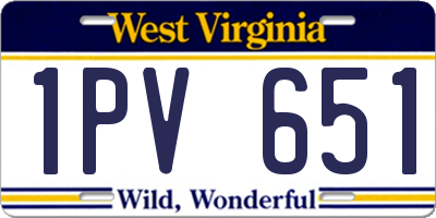 WV license plate 1PV651