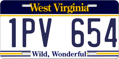 WV license plate 1PV654