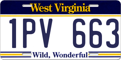 WV license plate 1PV663