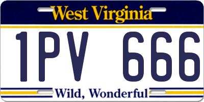 WV license plate 1PV666