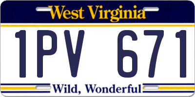 WV license plate 1PV671