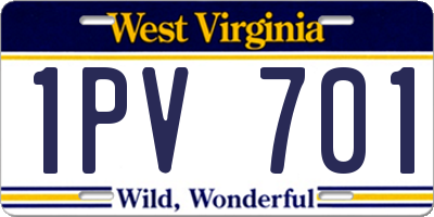 WV license plate 1PV701