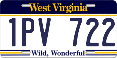 WV license plate 1PV722