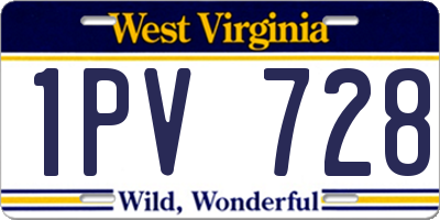 WV license plate 1PV728