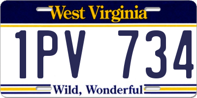 WV license plate 1PV734