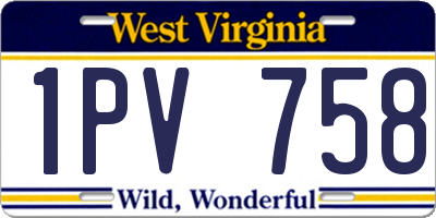 WV license plate 1PV758