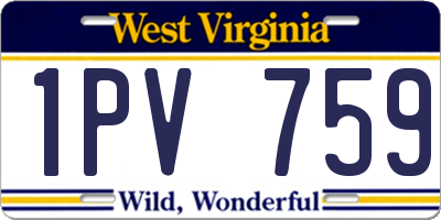 WV license plate 1PV759