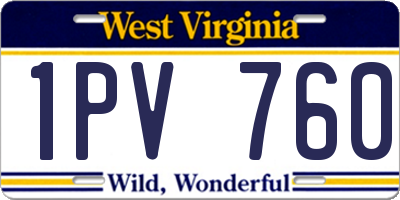 WV license plate 1PV760
