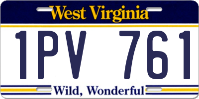 WV license plate 1PV761