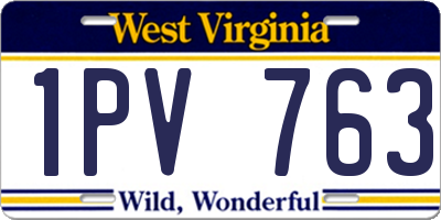 WV license plate 1PV763