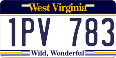 WV license plate 1PV783