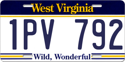 WV license plate 1PV792