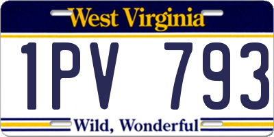 WV license plate 1PV793