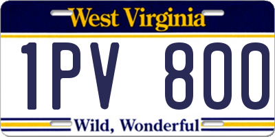 WV license plate 1PV800