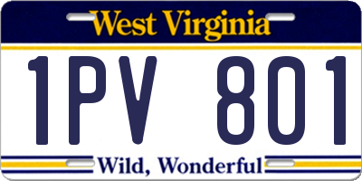 WV license plate 1PV801