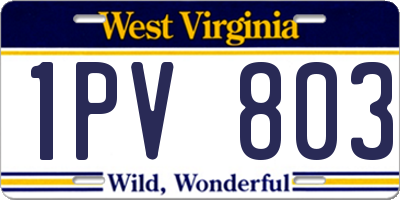 WV license plate 1PV803
