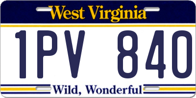 WV license plate 1PV840