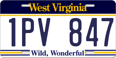 WV license plate 1PV847