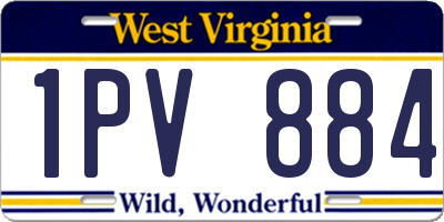 WV license plate 1PV884