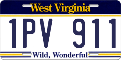 WV license plate 1PV911