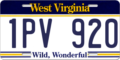 WV license plate 1PV920