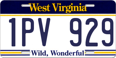 WV license plate 1PV929