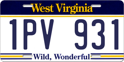WV license plate 1PV931