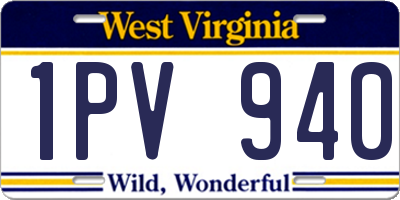 WV license plate 1PV940