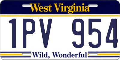 WV license plate 1PV954