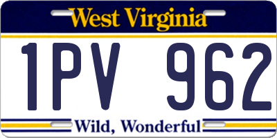 WV license plate 1PV962