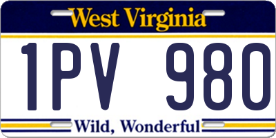 WV license plate 1PV980