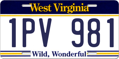 WV license plate 1PV981