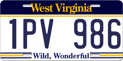 WV license plate 1PV986