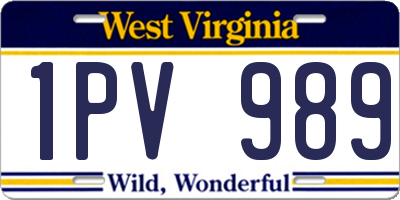 WV license plate 1PV989
