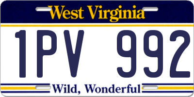 WV license plate 1PV992