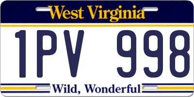 WV license plate 1PV998